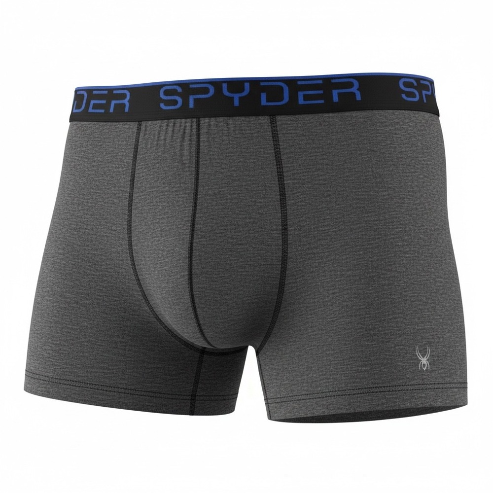 Spyder Mens Performance Boxer Briefs XL Gray Heather Blue‎ Logo Waistband Trunks